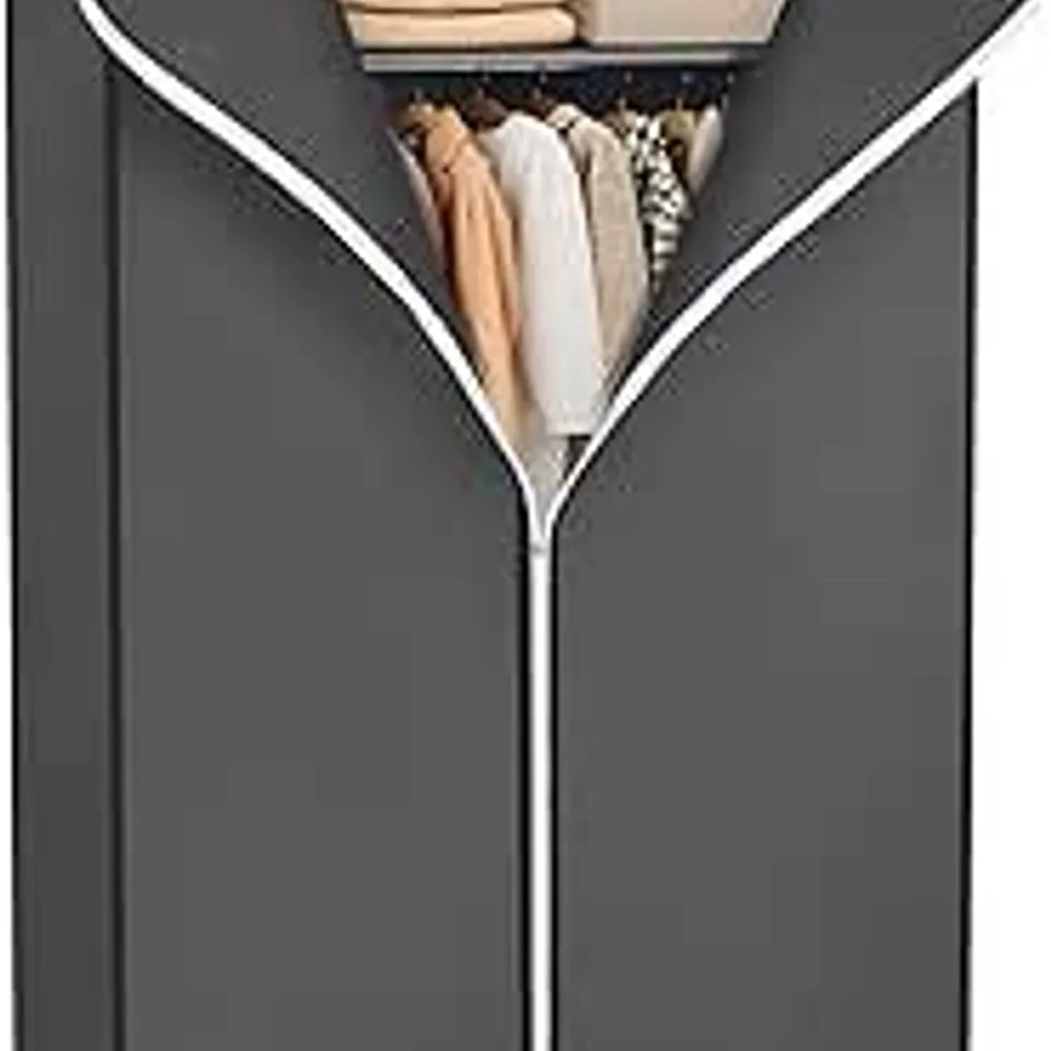 BOXED SONGMICS RYG83GY FABRIC WARDROBE FOLDING WARDROBE WITH HANGING RAIL