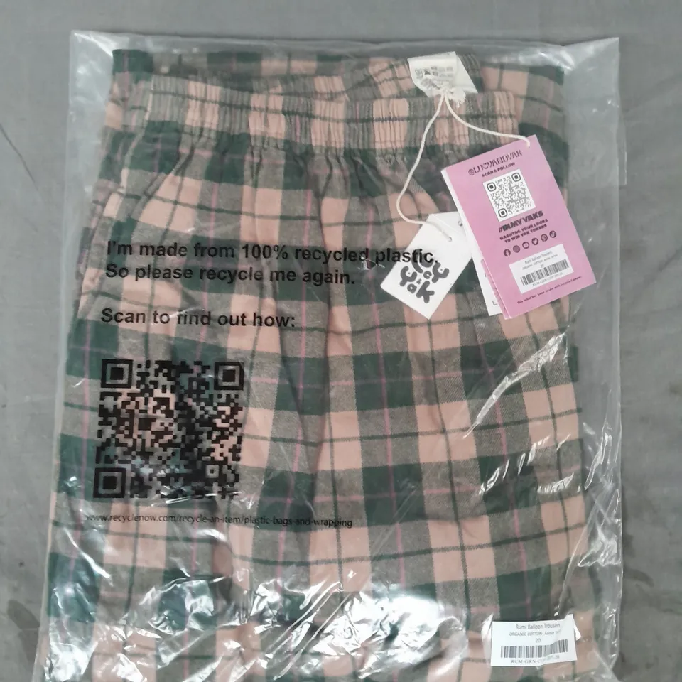 LUCY & YAK RUMI BALLOON TROUSERS IN TARTAN SIZE 20