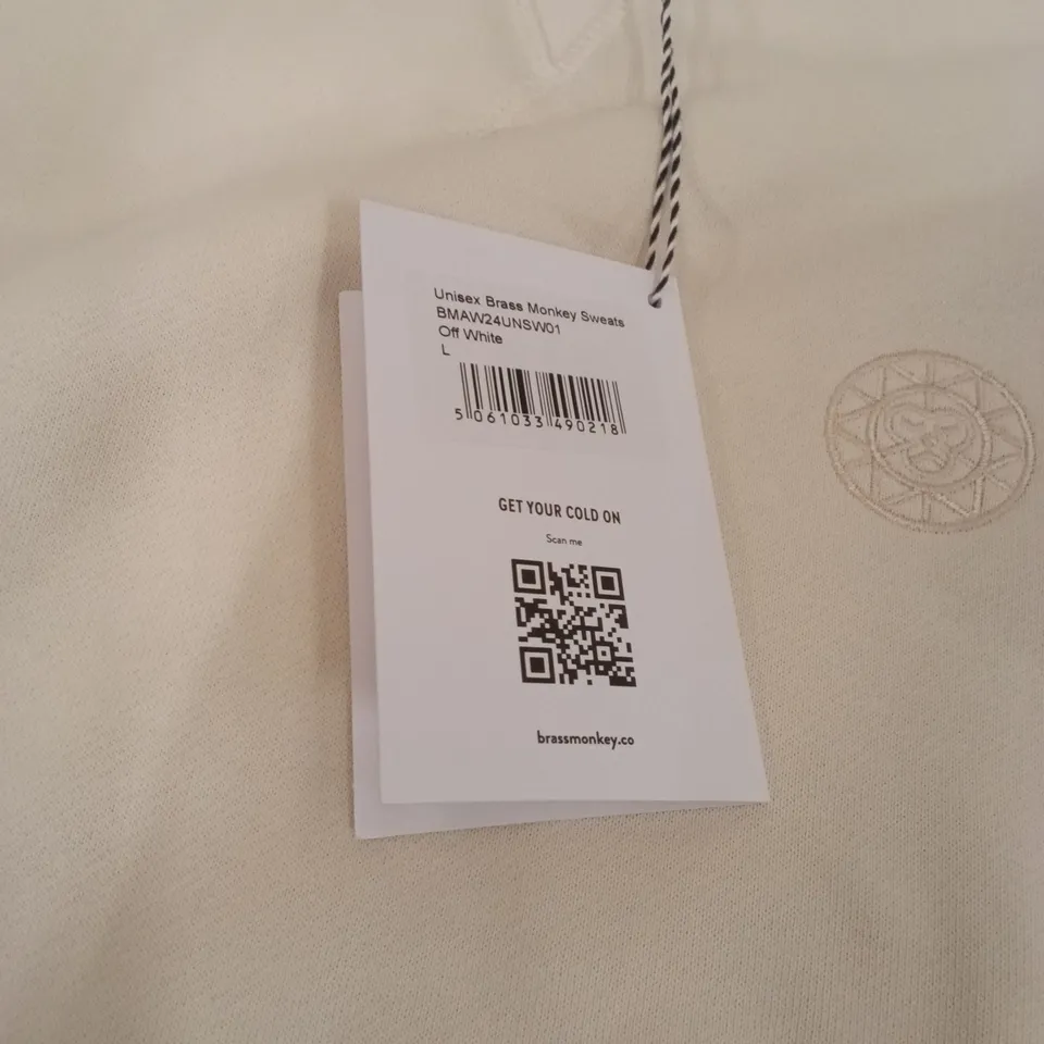 BOX TO CONTAIN BRASS MONKEY SWEATS - OFF WHITE SIZE L APPROXIMATELY 4 