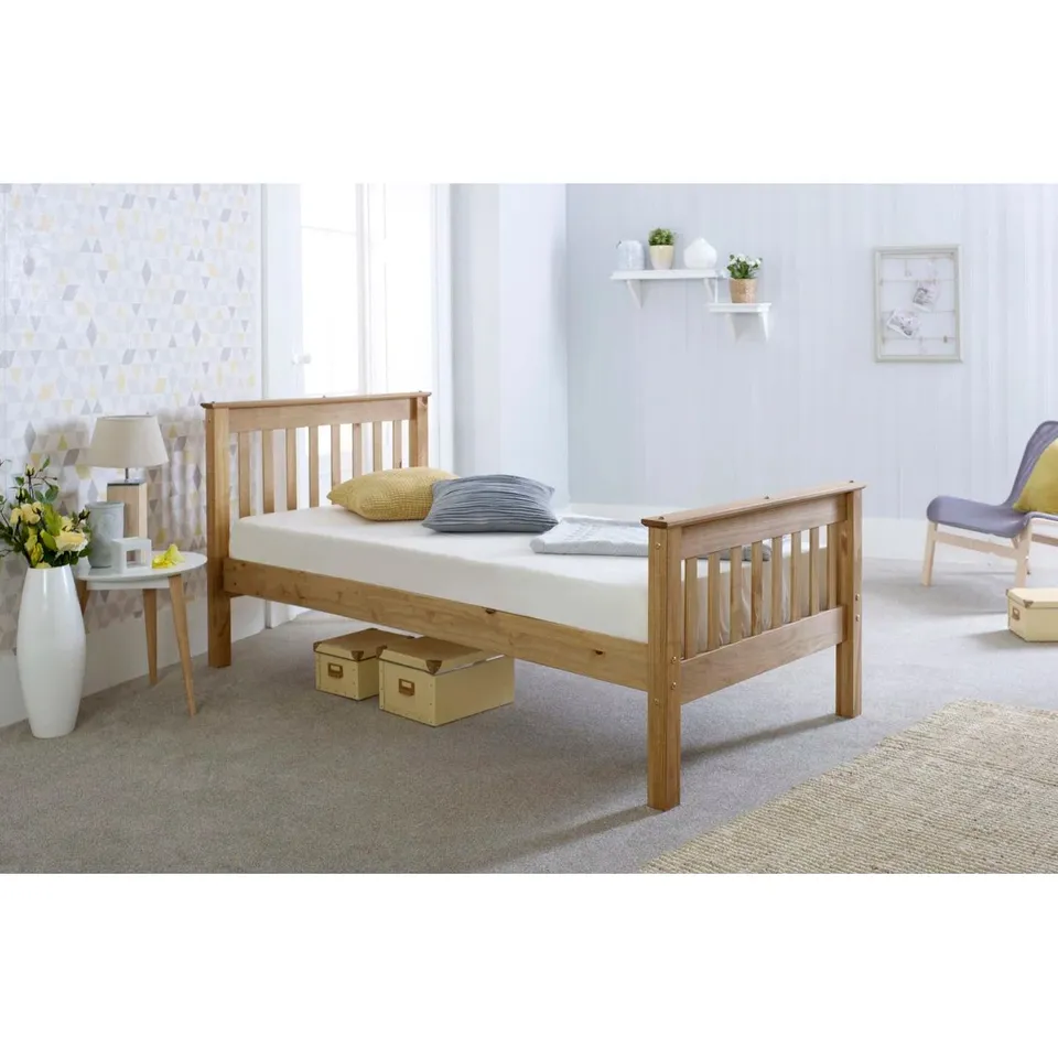 BOXED SOLID PINE WOOD SOMERSET SINGLE 3' BED FRAME [2 BOXES]