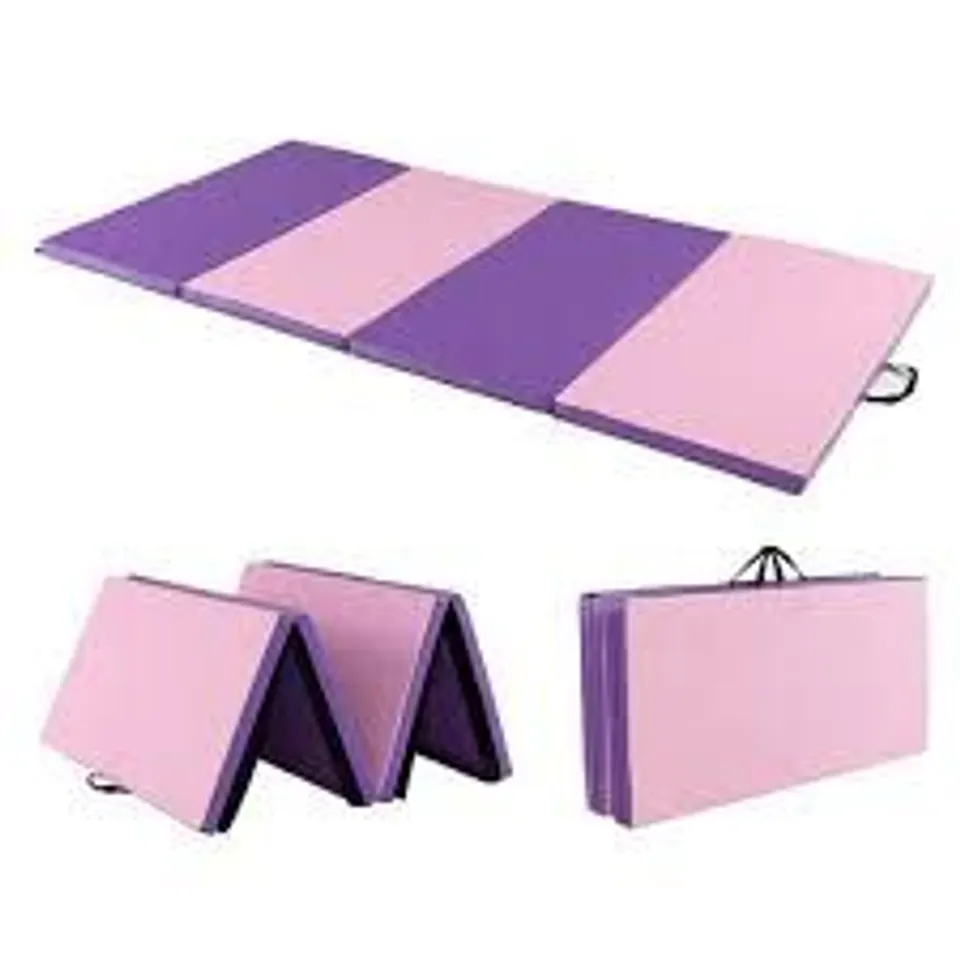 BOXED FOLDING GYMNASTICS MAT 4-FOLD EXERCISE TUMBLING MAT - PINK