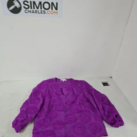 PHASE EIGHT PURPLE BLOUSE WITH FLORAL PATTERN – UK 10