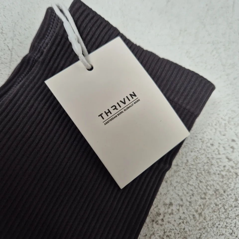 THRIVIN BLACK RIBBED LEGGINGS – SIZE M