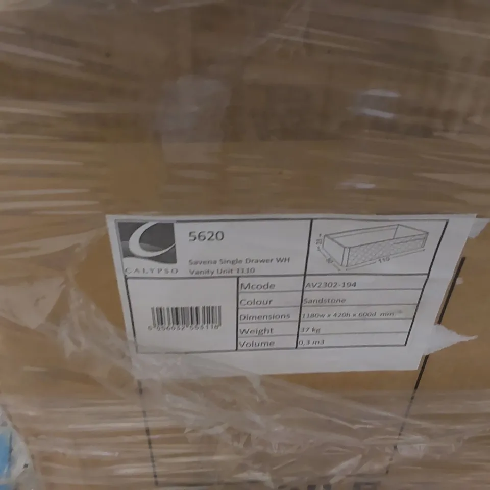 PALLET CONTAINING APPROXIMATELY 4x BRAND NEW SAVENA SINGLE DRAWER VANITY BASE UNITS