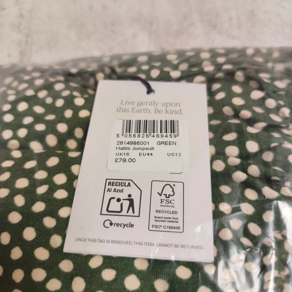 NOBODYS CHILD GREEN HATTIE JUMPSUIT – UK16 (EU44) WOMEN’S, POLKA DOT