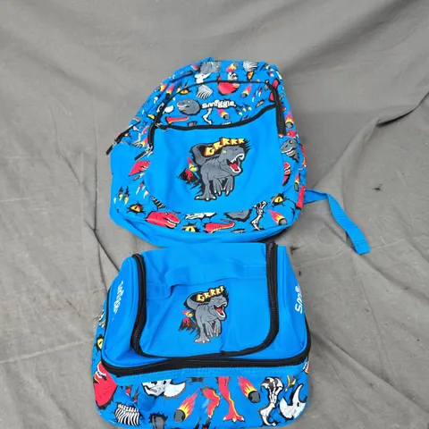 SMIGGLE KIDS BACKPACK WITH LUNCHBOX IN BLUE DINOSAUR