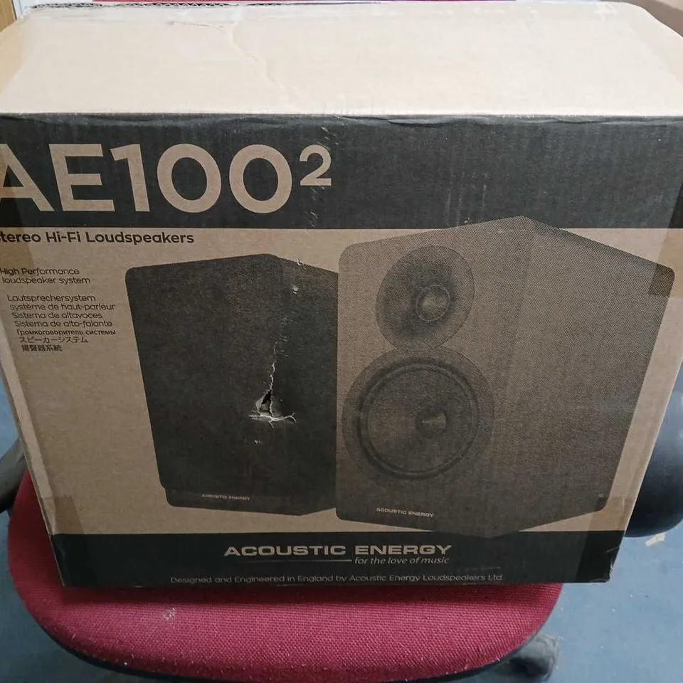 BOXED ACOUSTIC ENERGY AE1002 STEREO HI-FI LOUDSPEAKER