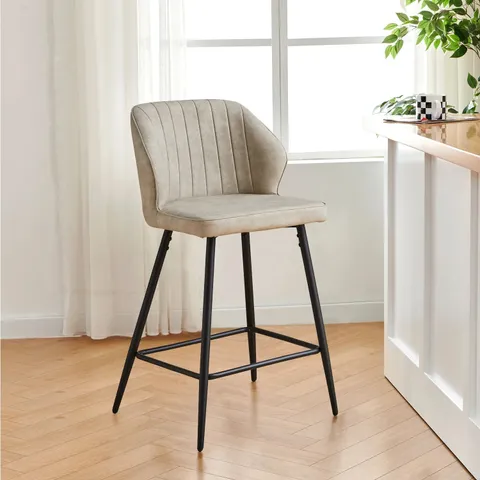 BOXED DANFORTH FAUX LEATHER UPHOLSTERED GREY BARSTOOLS/SIDE CHAIRS