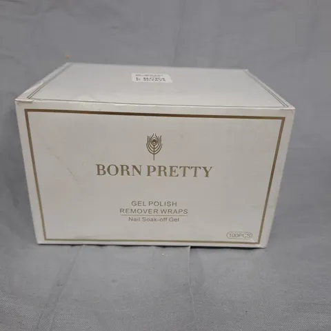 BOX OF APPROXIMATELY 30 SEALED BORN PRETTY GEL POLISH REMOVER WRAPS - 100 PER BOX