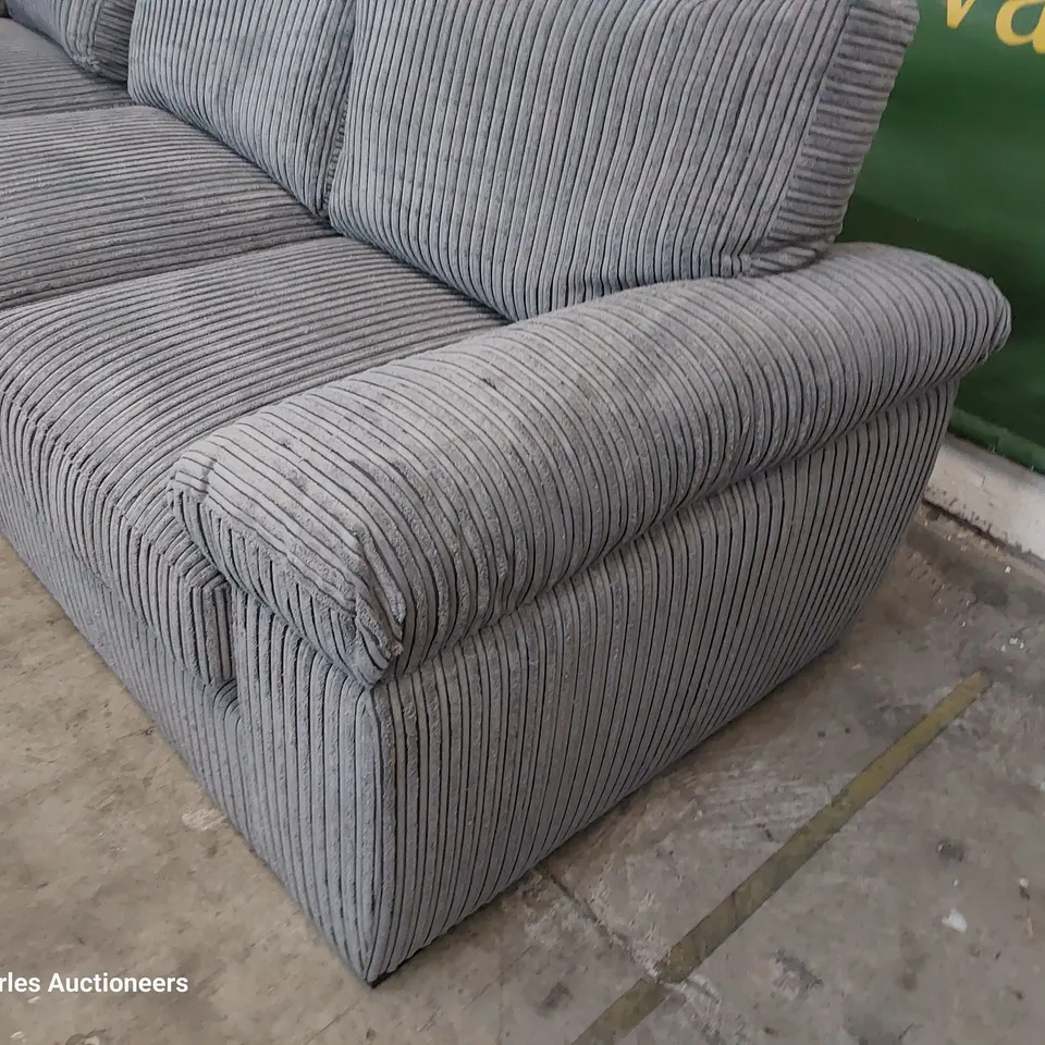 DESIGNER CHAISE SOFA GREY JUMBO CHORD 