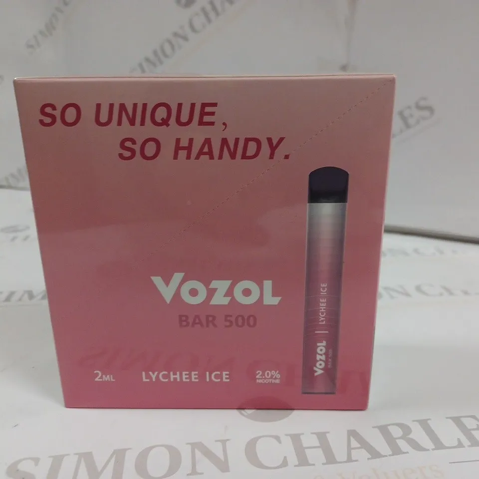 SEALED 10-PACK OF VOZOL BARR 500 E-CIGARETTES - LYCHEE ICE