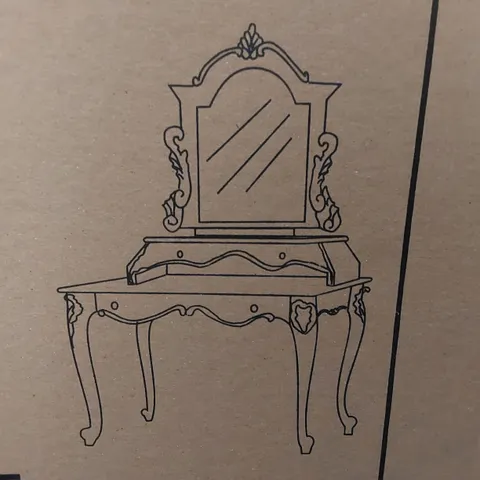 BRAND NEW BOXED HOMESDIRECT365 ANTIQUE FRENCH STYLE DRESSING TABLE WITH MIRROR - WHITE (2 BOXES)