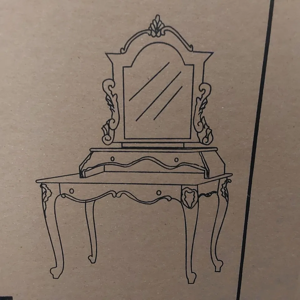 BRAND NEW BOXED HOMESDIRECT365 ANTIQUE FRENCH STYLE DRESSING TABLE WITH MIRROR - WHITE (2 BOXES)