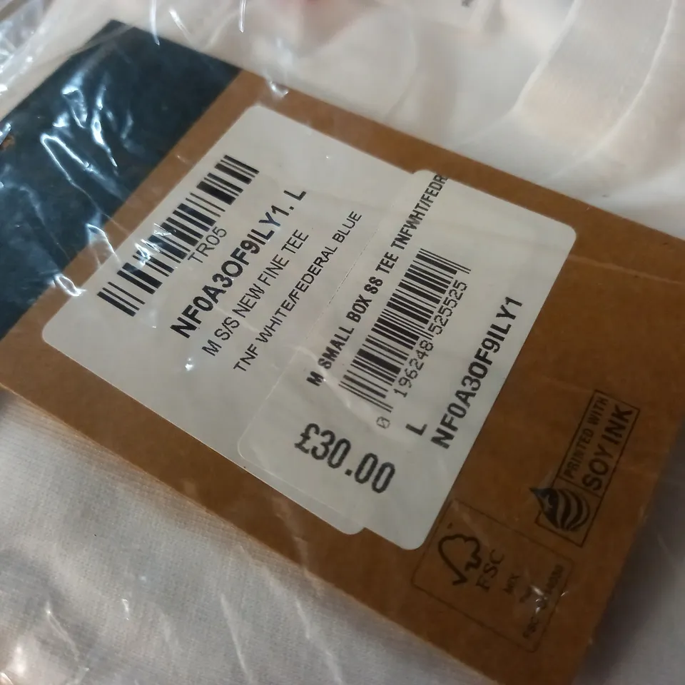 BAGGED NORTH FACE MENS WHITE T-SHIRT - L/G