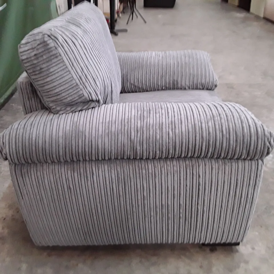 DESIGNER ARMCHAIR - GREY CORDUROY FABRIC