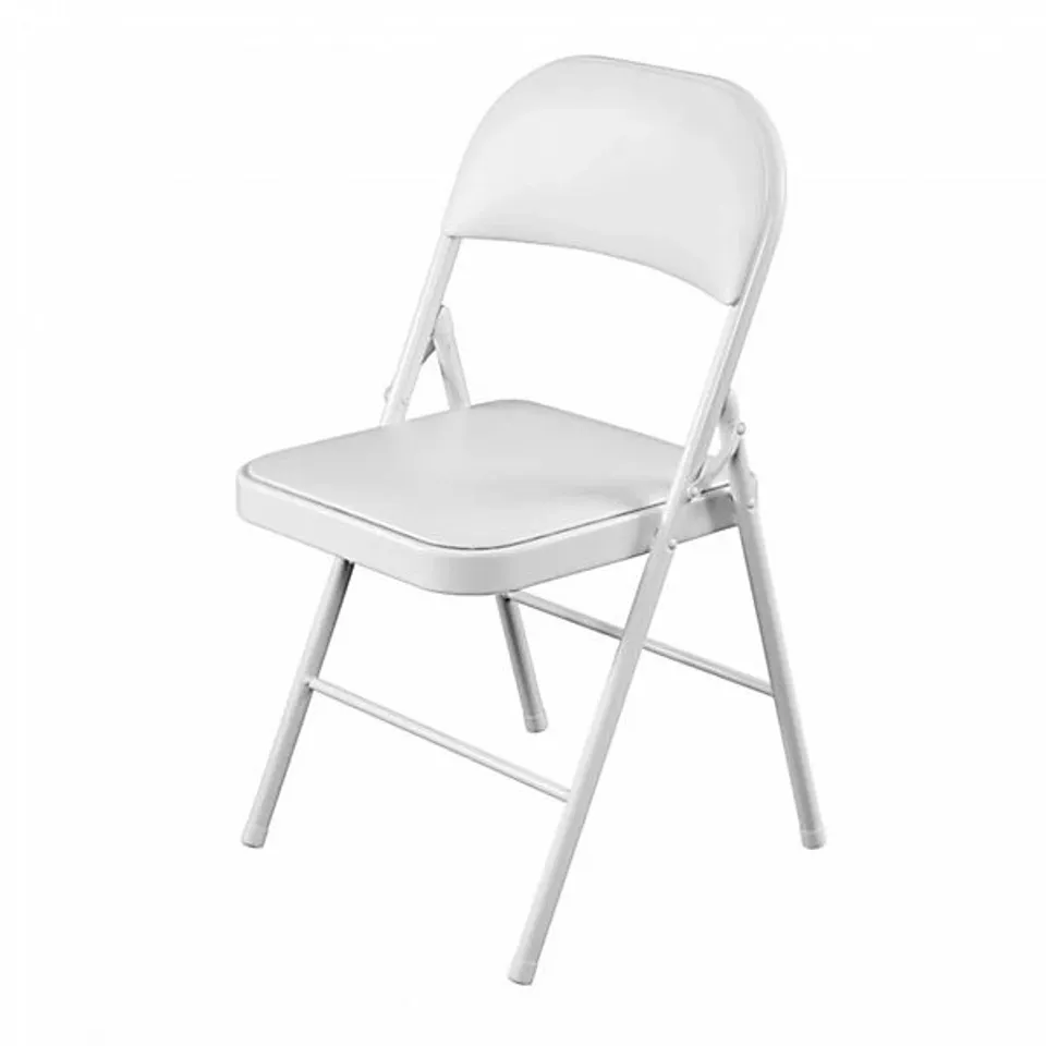 OYPLA HEAVY DUTY WHITE PADDED FOLDING METAL DESK OFFICE CHAIR SEAT