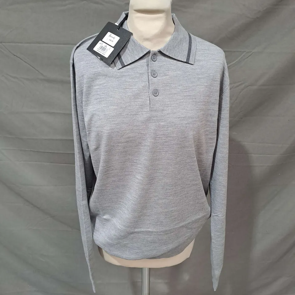 FALKE LONG SLEEVE POLO TOP IN GREY SIZE L