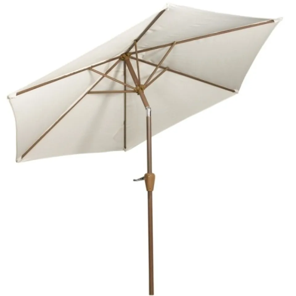 BOXED 2.5m CRANK AND TILT PARASOL - IVORY CANOPY/WOODEN POLE (1 BOX)