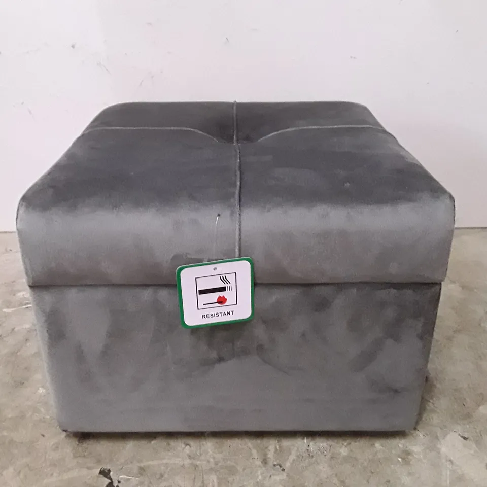 BOXED BOURQUIN 33CM WIDE VELVET SQUARE SOLID COLOUR STORAGE OTTOMAN 