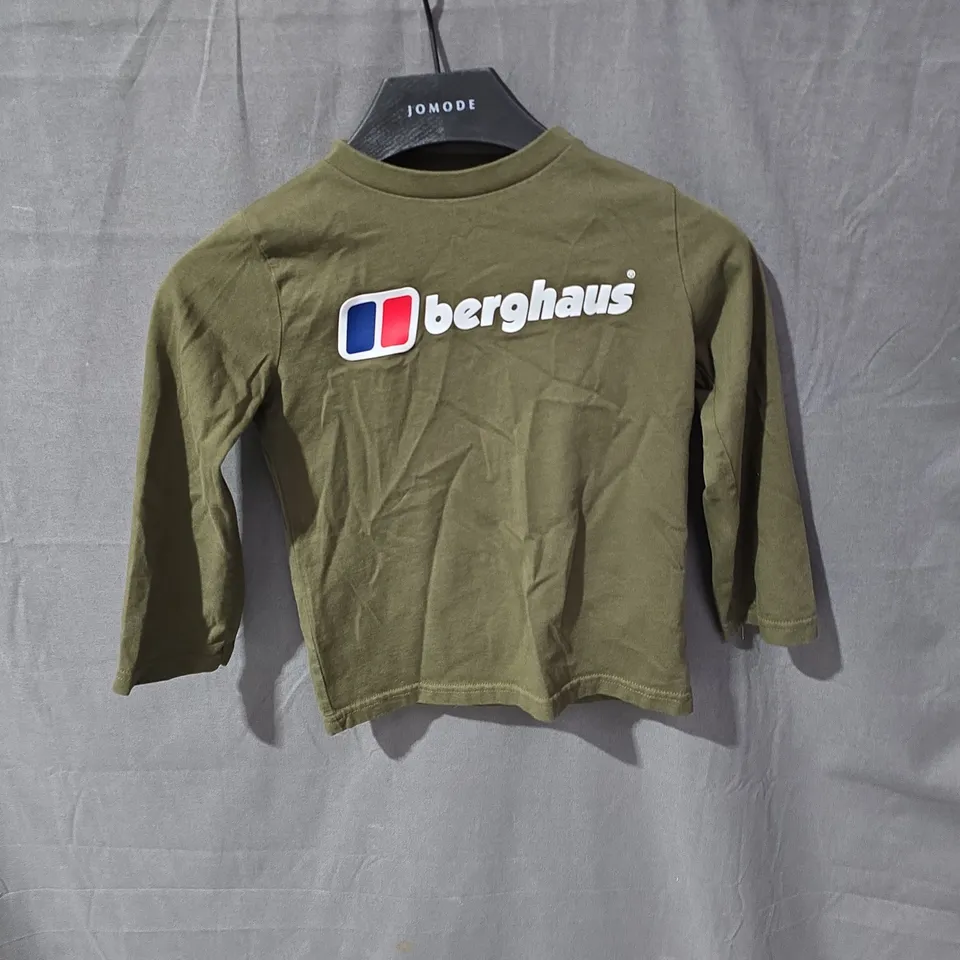 BERGHAUS KIDS' OLIVE GREEN LONG-SLEEVE TOP, SIZE 3-4 YEARS