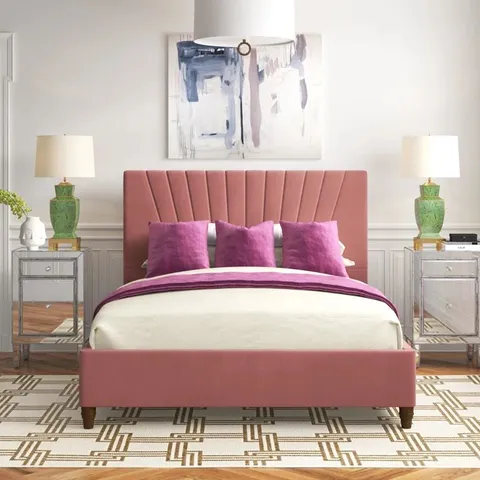 BOXED SKYE UPHOLSTERED DOUBLE BED FRAME (2 BOXES)
