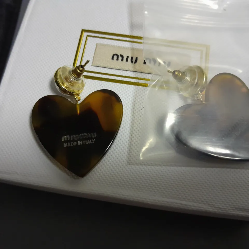 BOXED SET OF MIU MIU HEART SHAPED EARRINGS