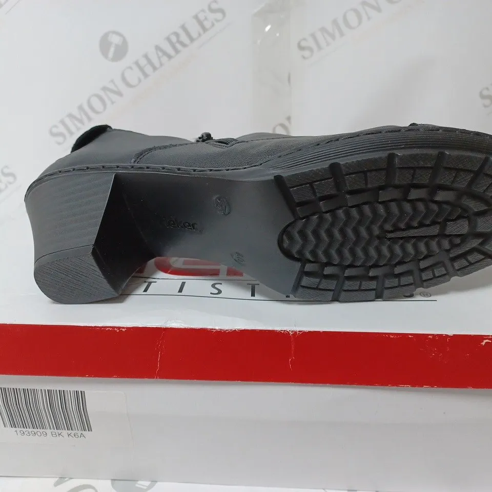 BOXED PAIR OF RIEKER SHOE BOOTS IN BLACK UK SIZE 6.5