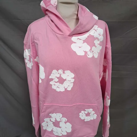 DENIM TEARS PRINTED HOODIE IN PINK SIZE L