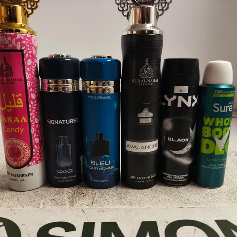 APPROXIMATELY 15 ASSORTED AEROSOLS TO INCLUDE SURE MEN , LYNX AND AIR FRESHENER