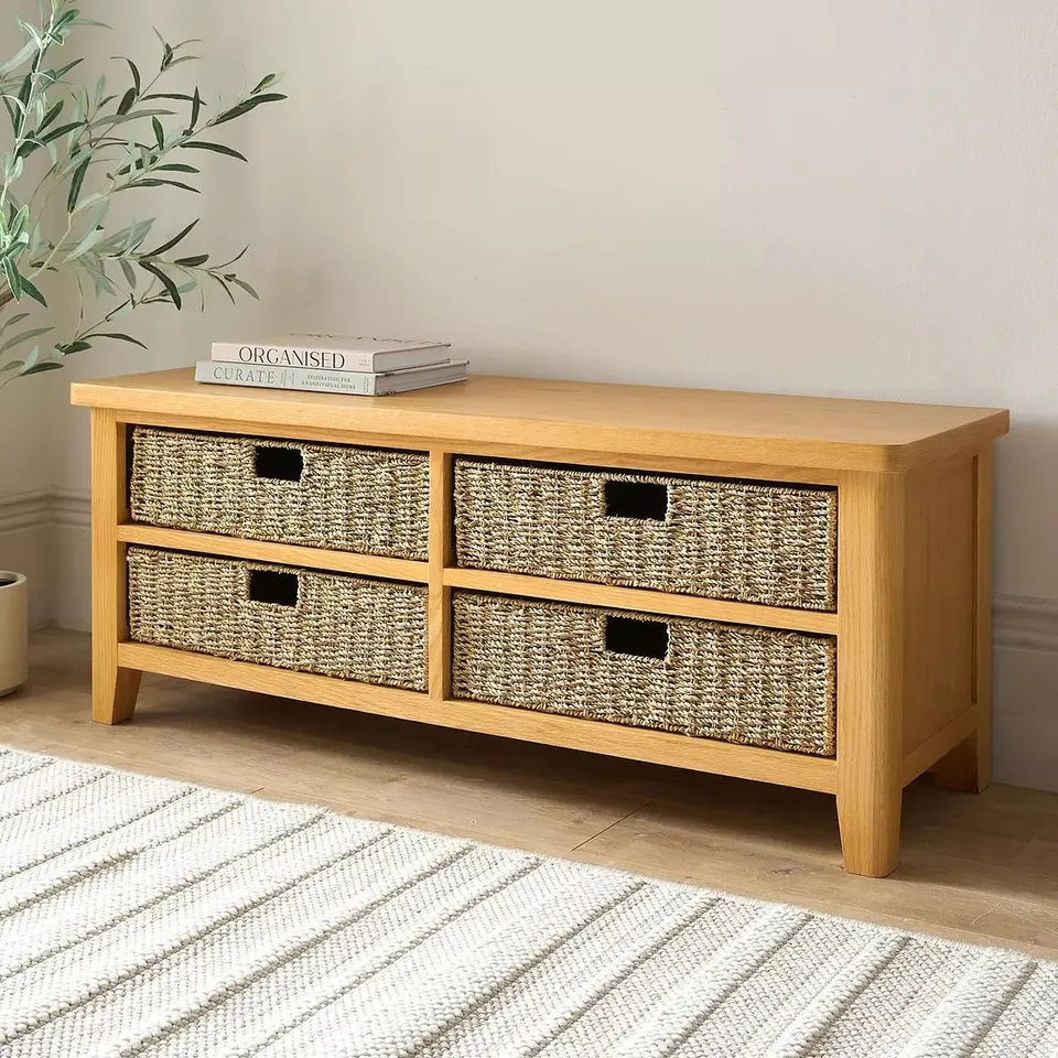BOXED ASHWIN HALLWAY STORAGE BENCH - RUSTIC OAK