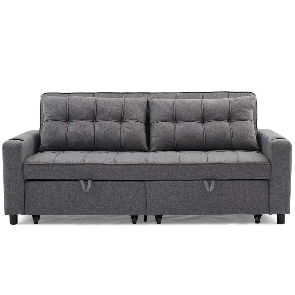BOXED HUDSON 3 SEATER LINEN SOFA BED - GREY (1 BOX)