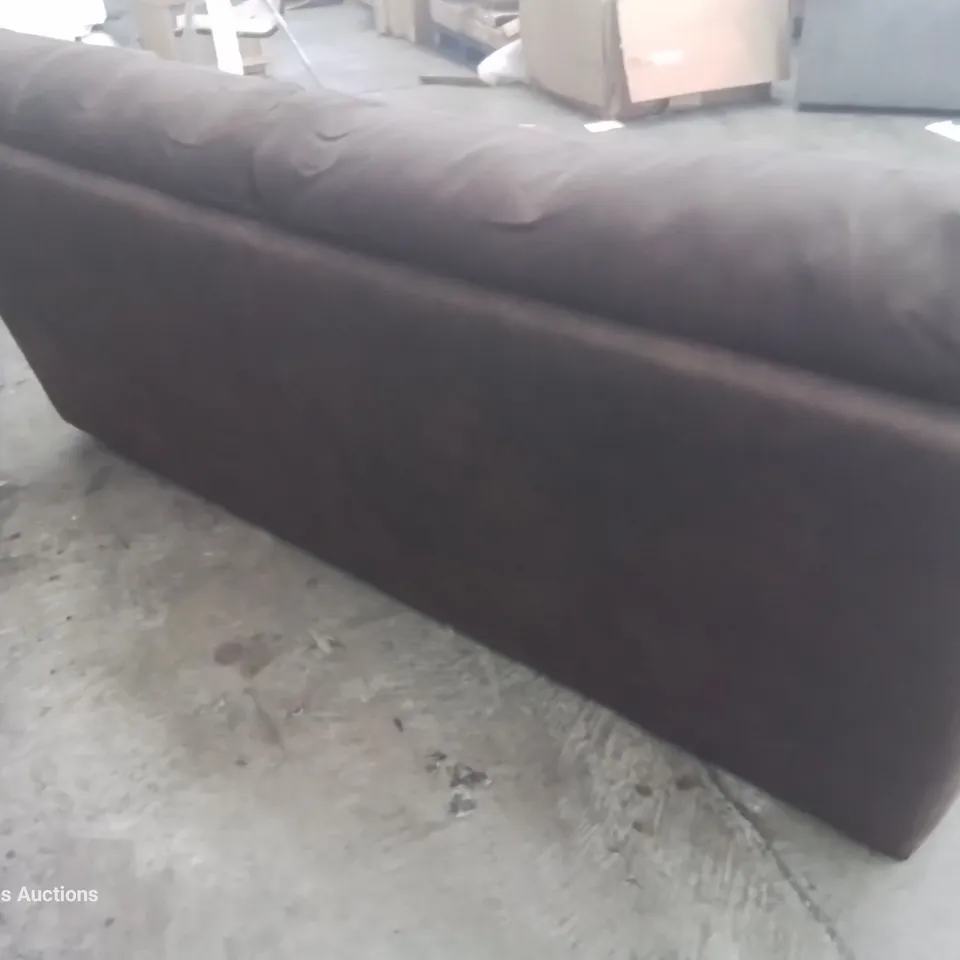 DESIGNER THREE SEATER SOFA BROWN FAUX SUEDE