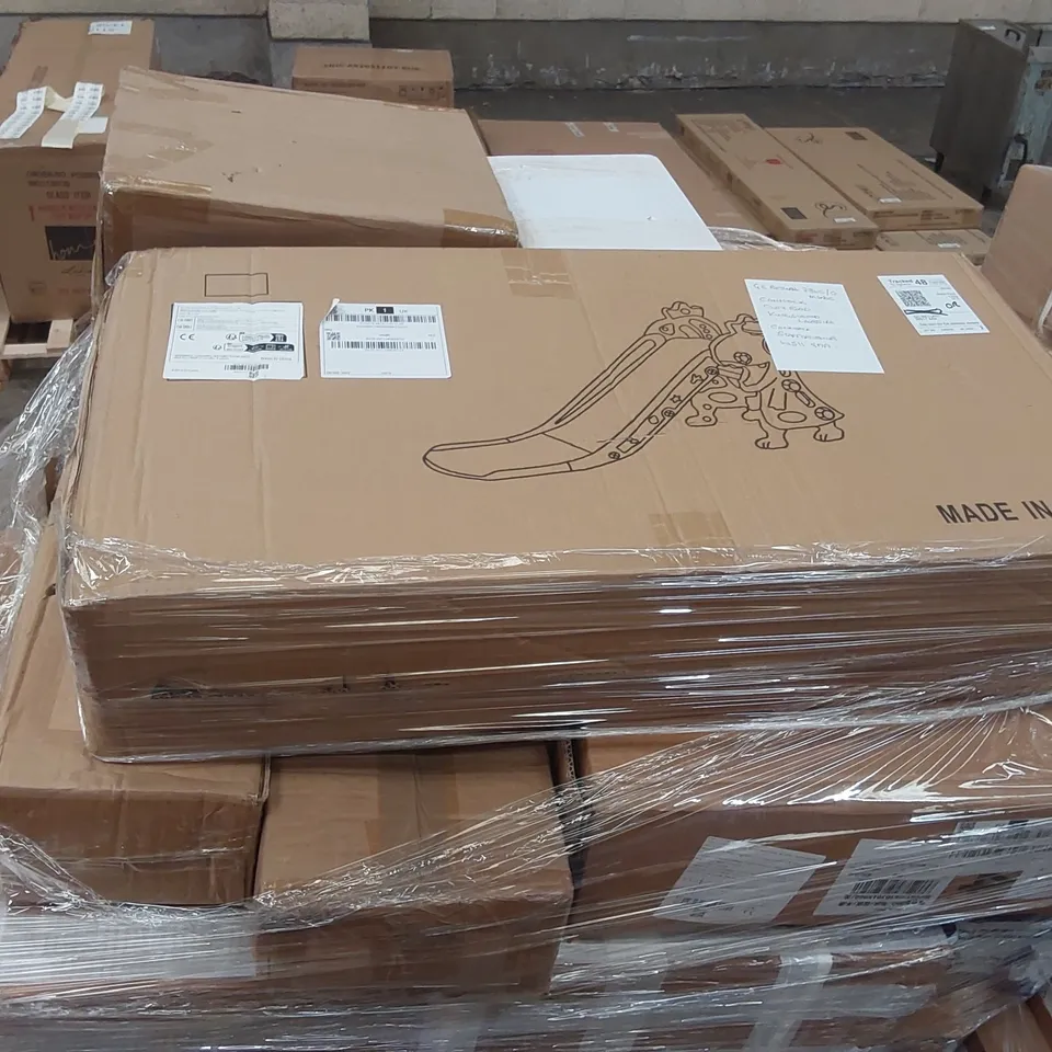 PALLET CONTAINING VARIOUS ASSORTED BOXED ITEMS TO INCLUDE,  CAR PARTS, EXPANDABLE HOSE,  KIDS SLIDE, VACUUM SEALER AND LOTS MORE UNMARKED BOXED ITEMS 
