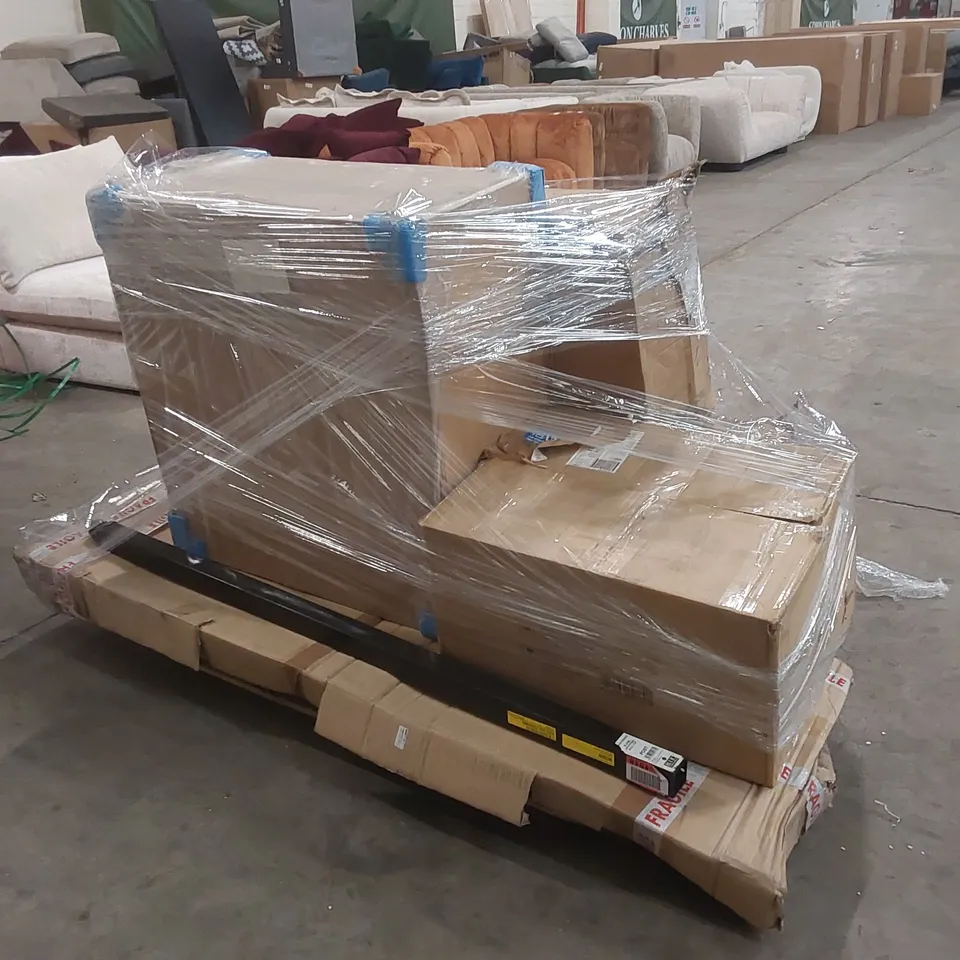 PALLET OF ASSORTED CONSUMER PRODUCTS/FURNITURE PARTS ECT