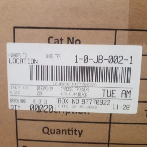 BOX CONTAINING APPROXIMATELY 20X BRAND NEW CAPSULE TAPERED TROUSERS - COLOUR BLACK - SIZE 22R