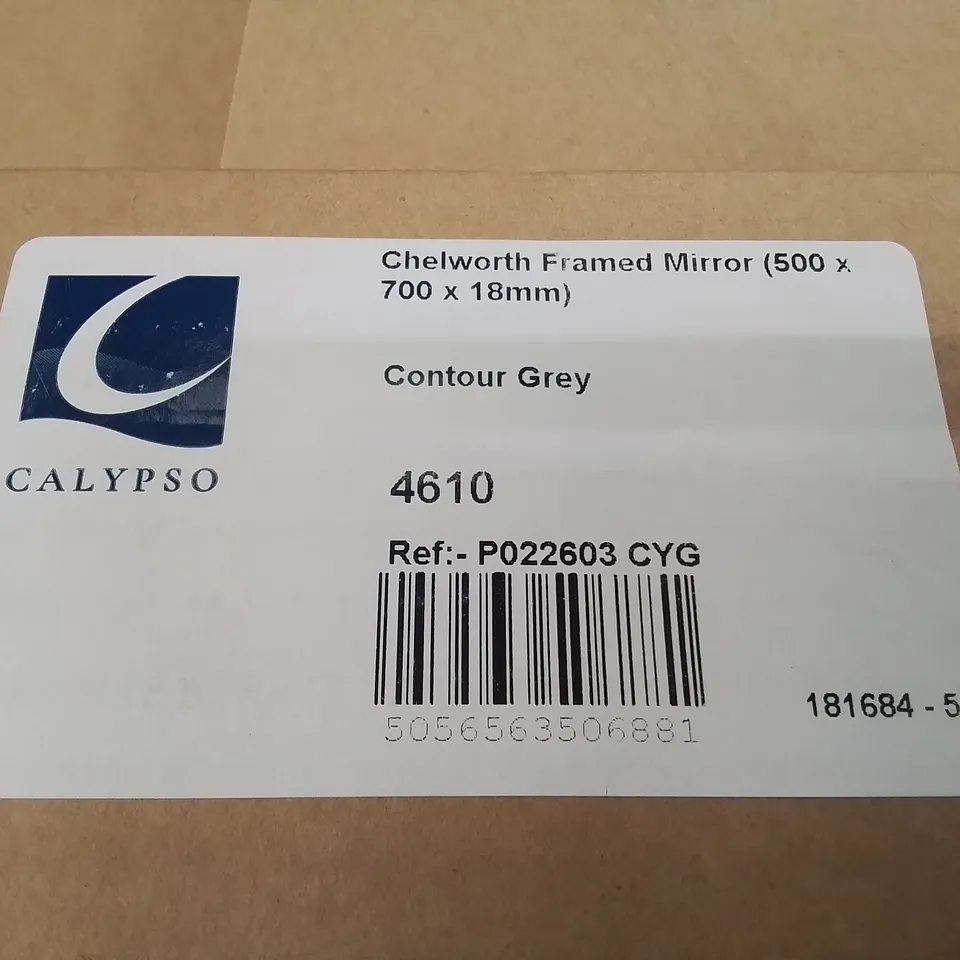 BOXED AS NEW CALYPSO CHELWORTH FRAMED MIRROR IN CONTOUR GREY - 500X700X18MM