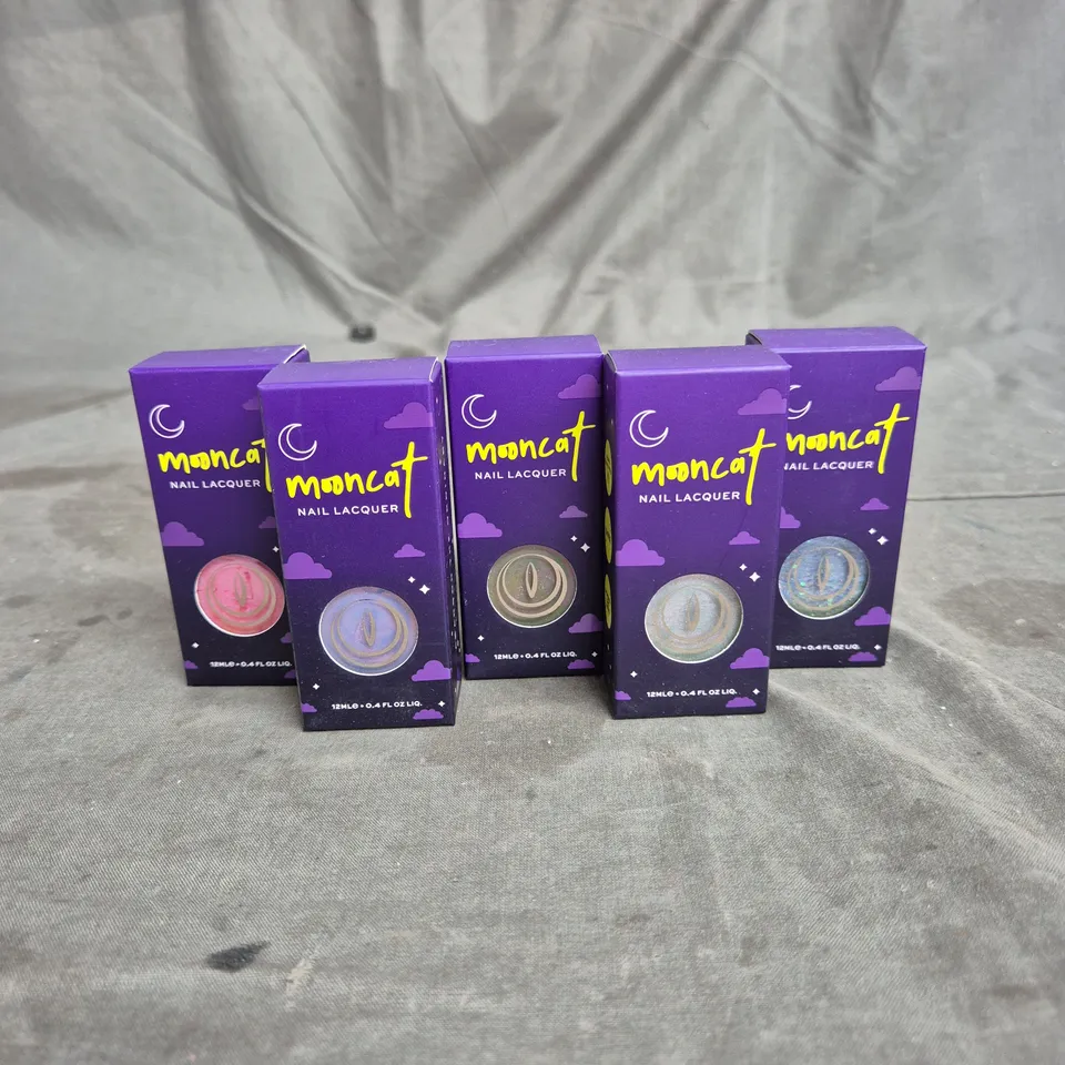 LOT OF 5 MOONCAT NAIL LACQUERS ASSORTED COLOURS - 12ML