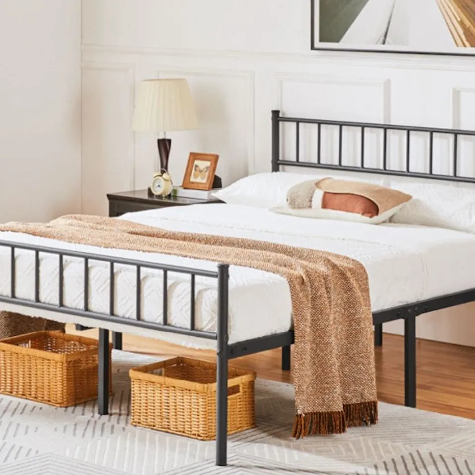 BOXED BED FRAME//SIZE: DOUBLE - BLACK (1 BOX)