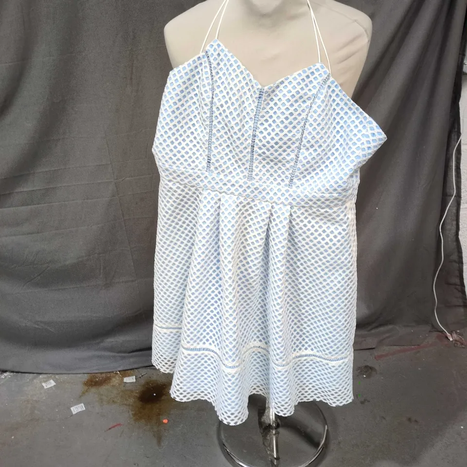 TOPSHOP WOMEN'S LIGHT BLUE MESH OVERLAY DRESS – UK 8 