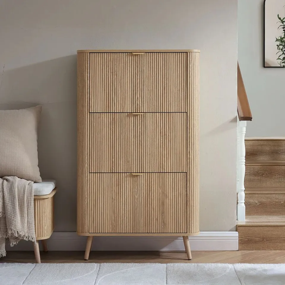 BOXED DUSK HATTIE SHOE CABINET - LIGHT WOOD (2 BOXES)