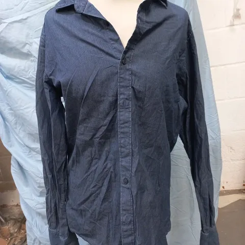 MASSIMO DUTTI LONG SLEEVE BUTTON-UP SHIRT IN BLUE SIZE MEDIUM