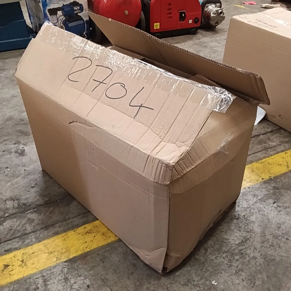 BOX OF ASSORTED PARTS AND DIY TOOLS TO INCLUDE HOT AIR GUN, RUBBER HOSE PIPING, PACKET SCREW DRIVER SET ETC. (1 BOX)