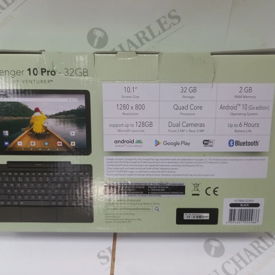 BRAND NEW BOXED VENTURER CHALLENGER 10 PRO 10.1" ANDROID TABLET WITH DETACHABLE KEYBOARD - BLACK 32GB