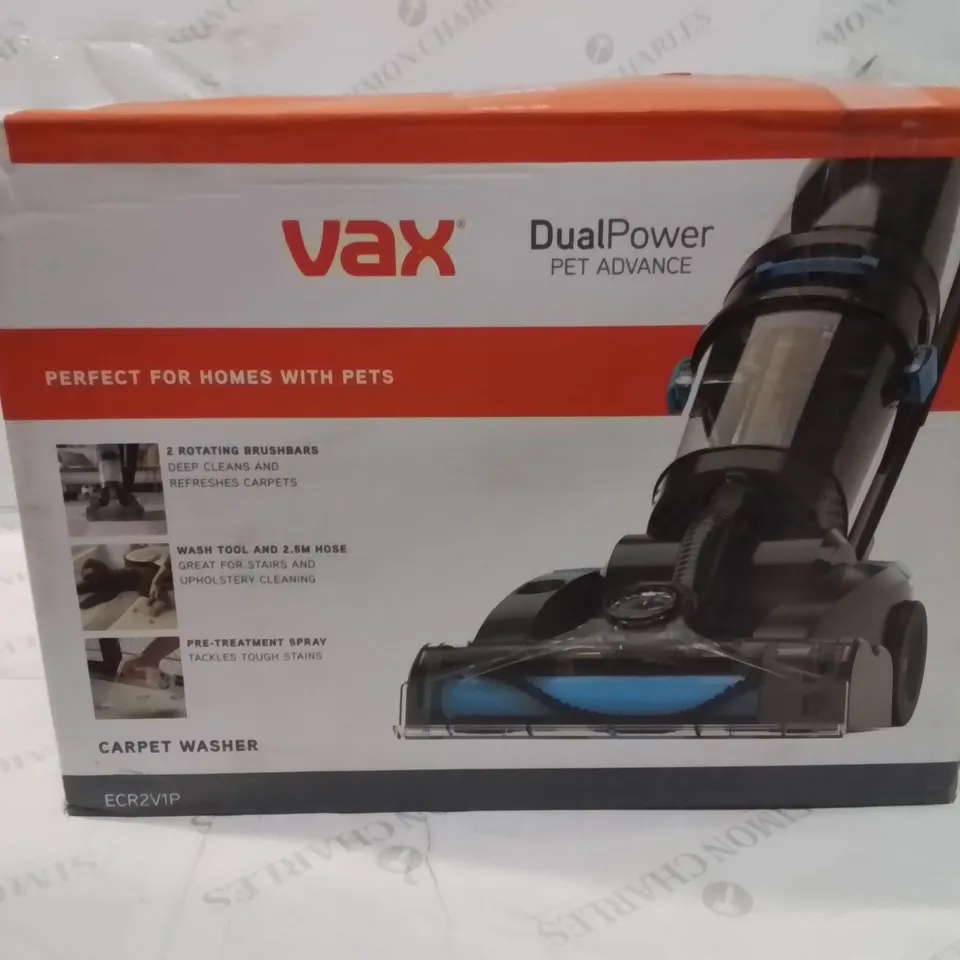 BOXED VAX DUALPOWER PETADVANCE UPRIGHT CARPET WASHER ECR2V1P
