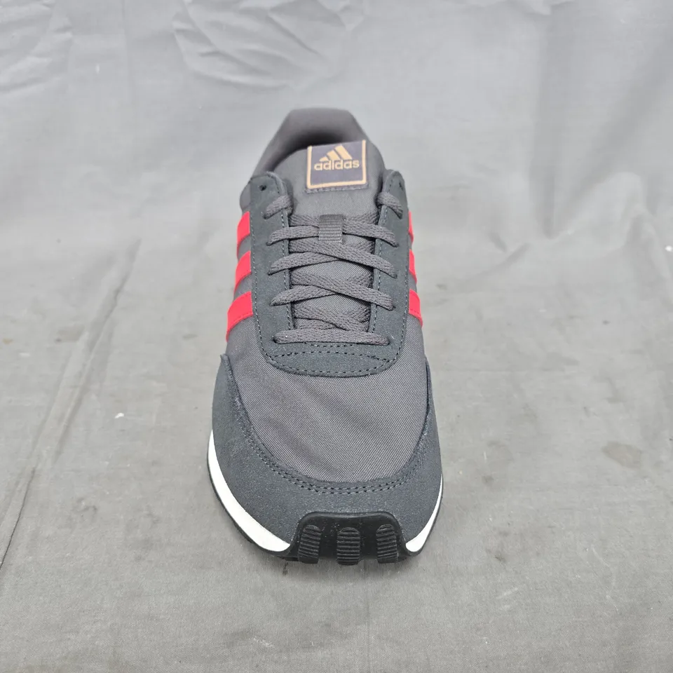 UNBOXED PAIR OF ADIDAS RUN 60S 3.0 TRAINERS IN GREY/RED SIZE UK 6.5