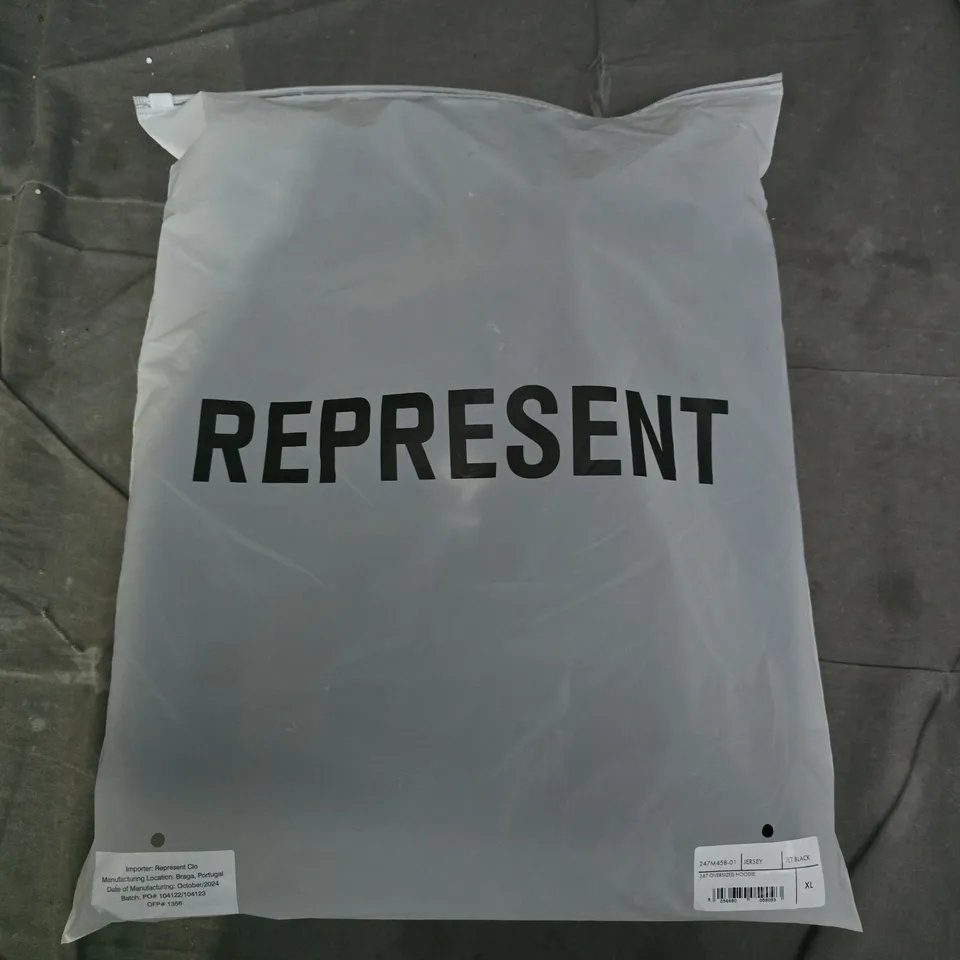 BAGGED REPRESENT 247 OVERSIZED HOODIE IN JET BLACK - XL
