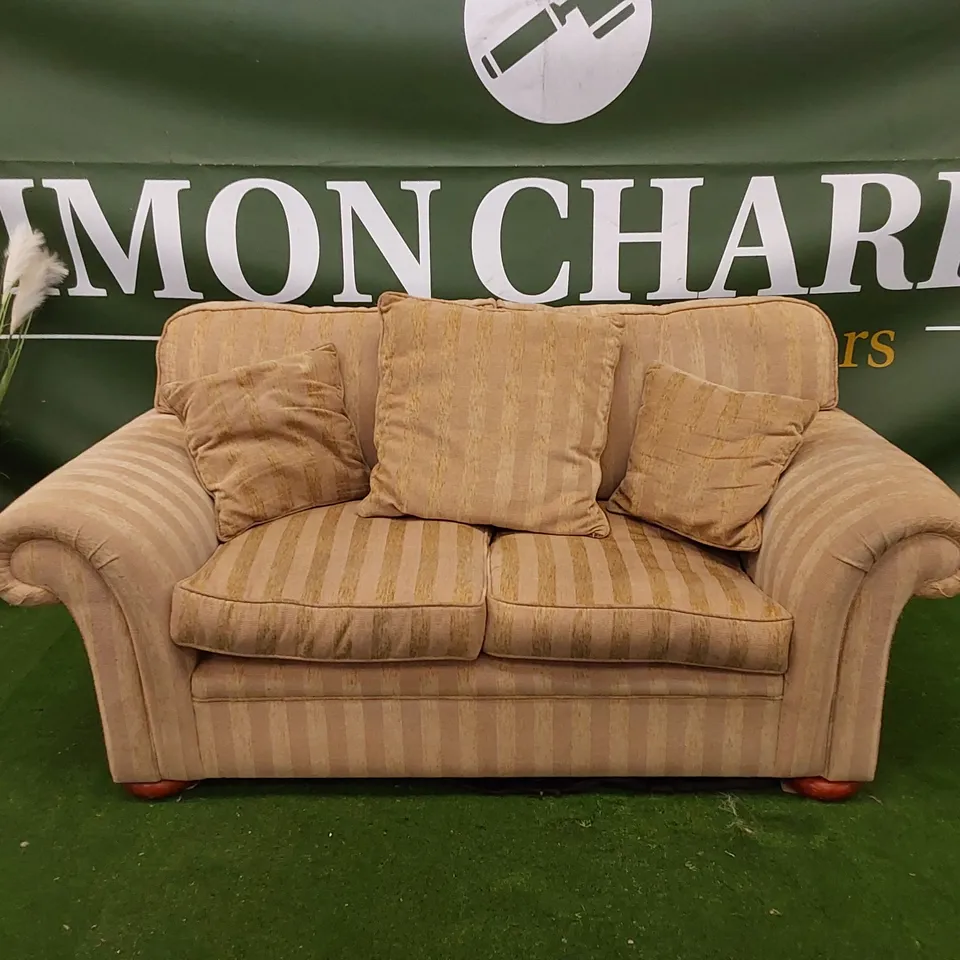 DESIGNER 2-SEATER FABRIC UPHOLSTERED SOFA