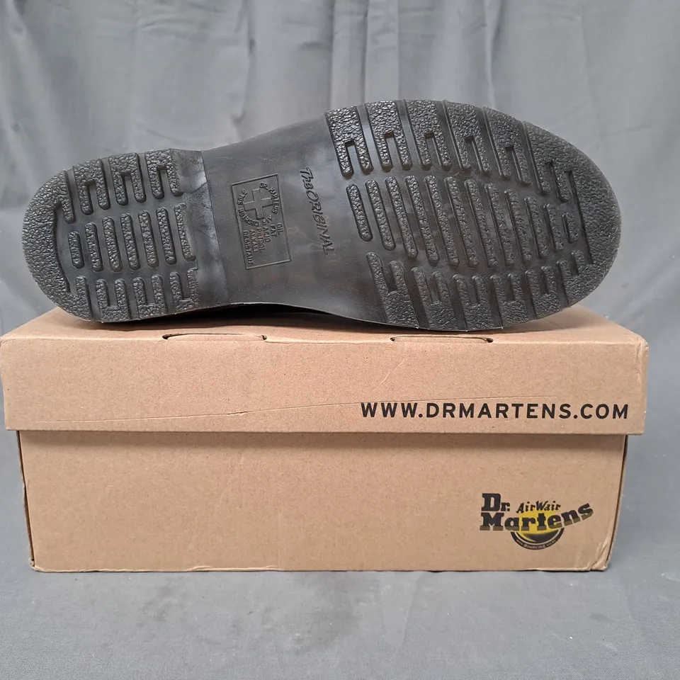 BOXED PAIR OF DR MARTENS SUEDE SHOES IN BLACK UK SIZE 6.5
