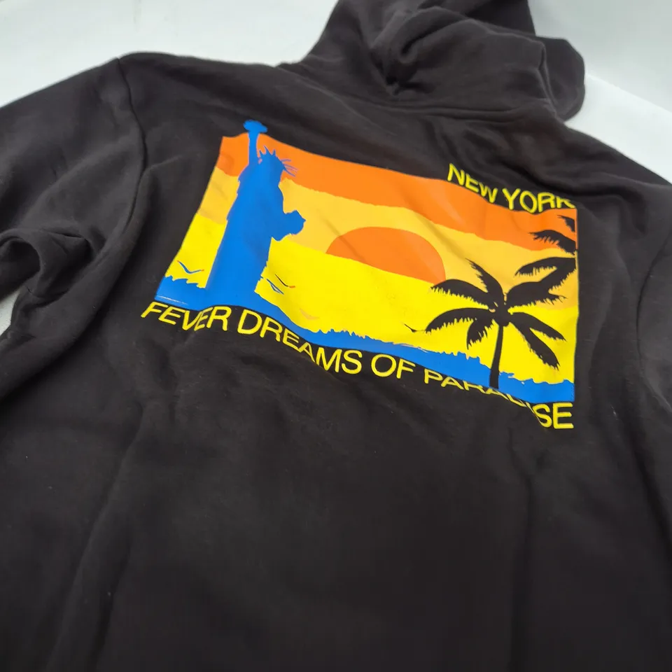 ROSE LONDON BLACK HOODIE – FEVER DREAMS OF PARADISE GRAPHIC (MEDIUM)