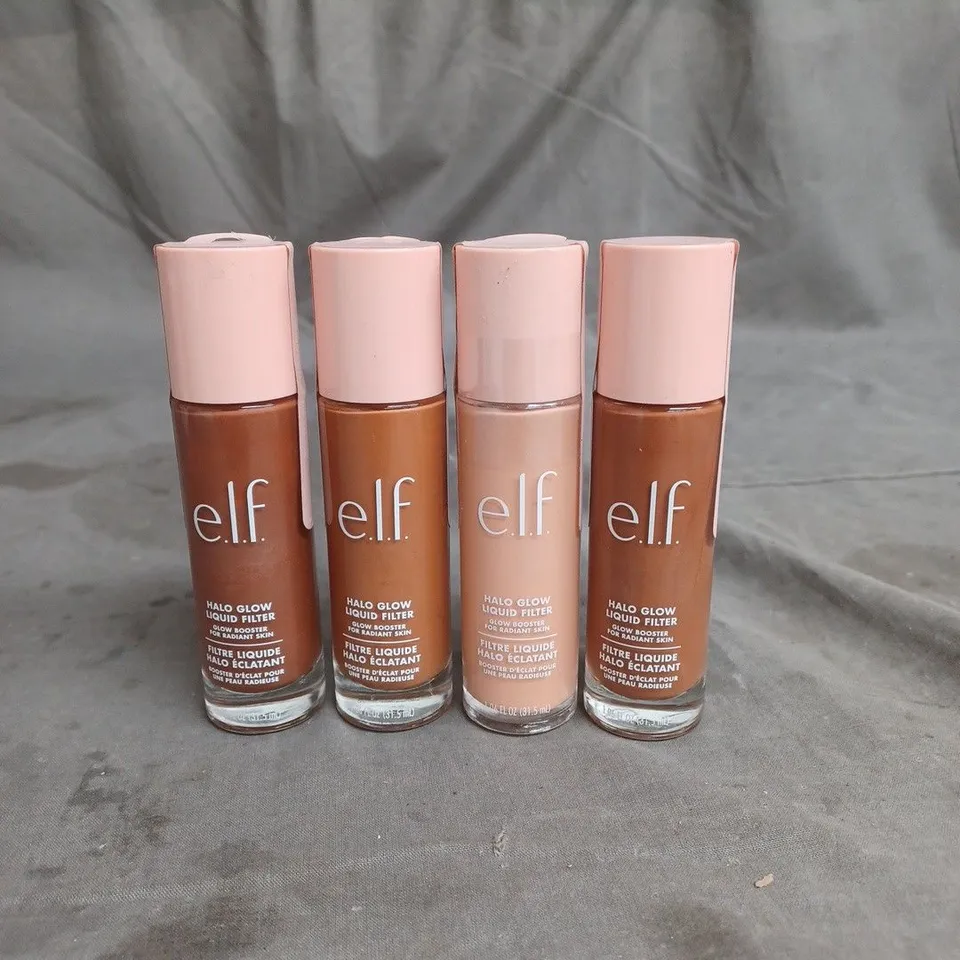LOT OF 4 ELF HALO GLOW LIQUID FILTER FOUNDATION - ASSORTED SHADES